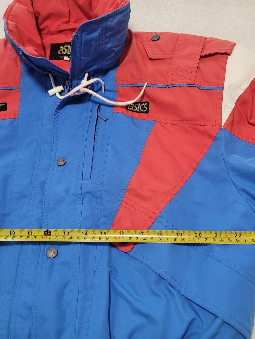 Vintage ASICS Blue & Red Hooded Ski Jacket Made In Japan - Picture 7 of 10